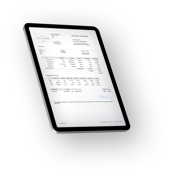 Náhled hotelového účtu